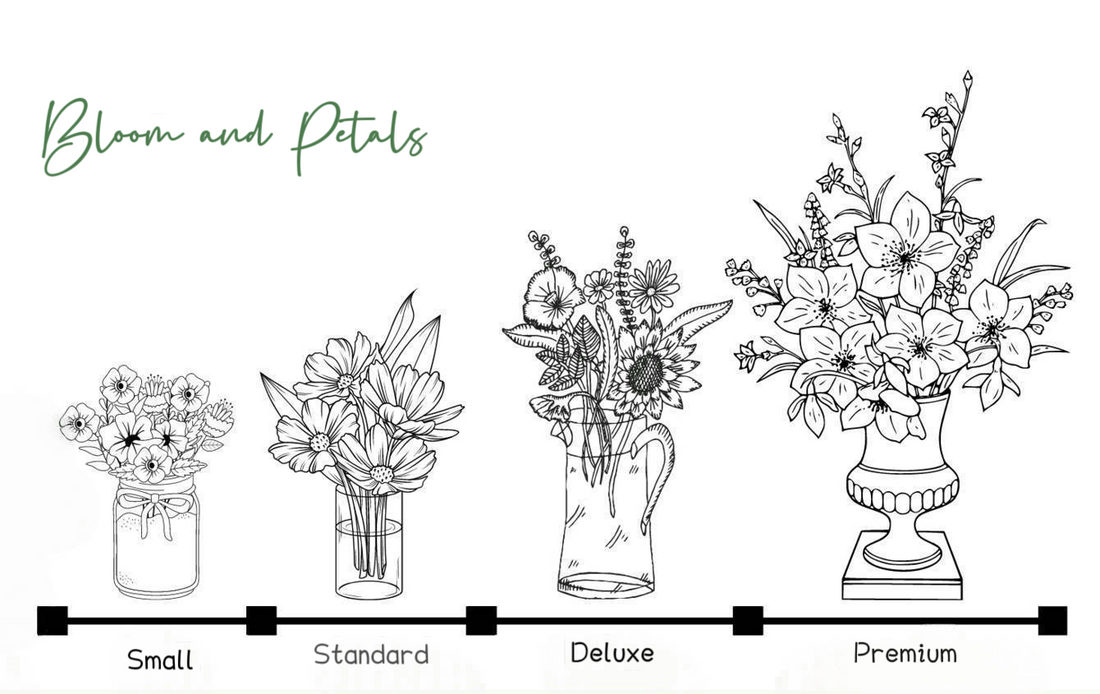 Bloom and Petals Floral Arrangement Size Guide