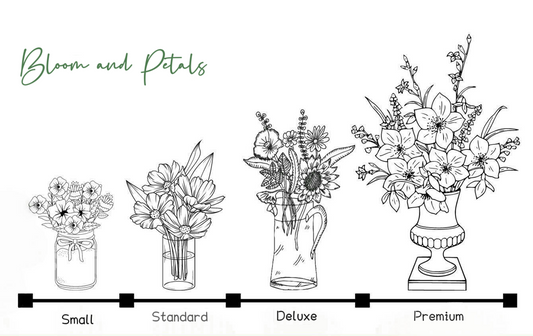 Bloom and Petals Floral Arrangement Size Guide